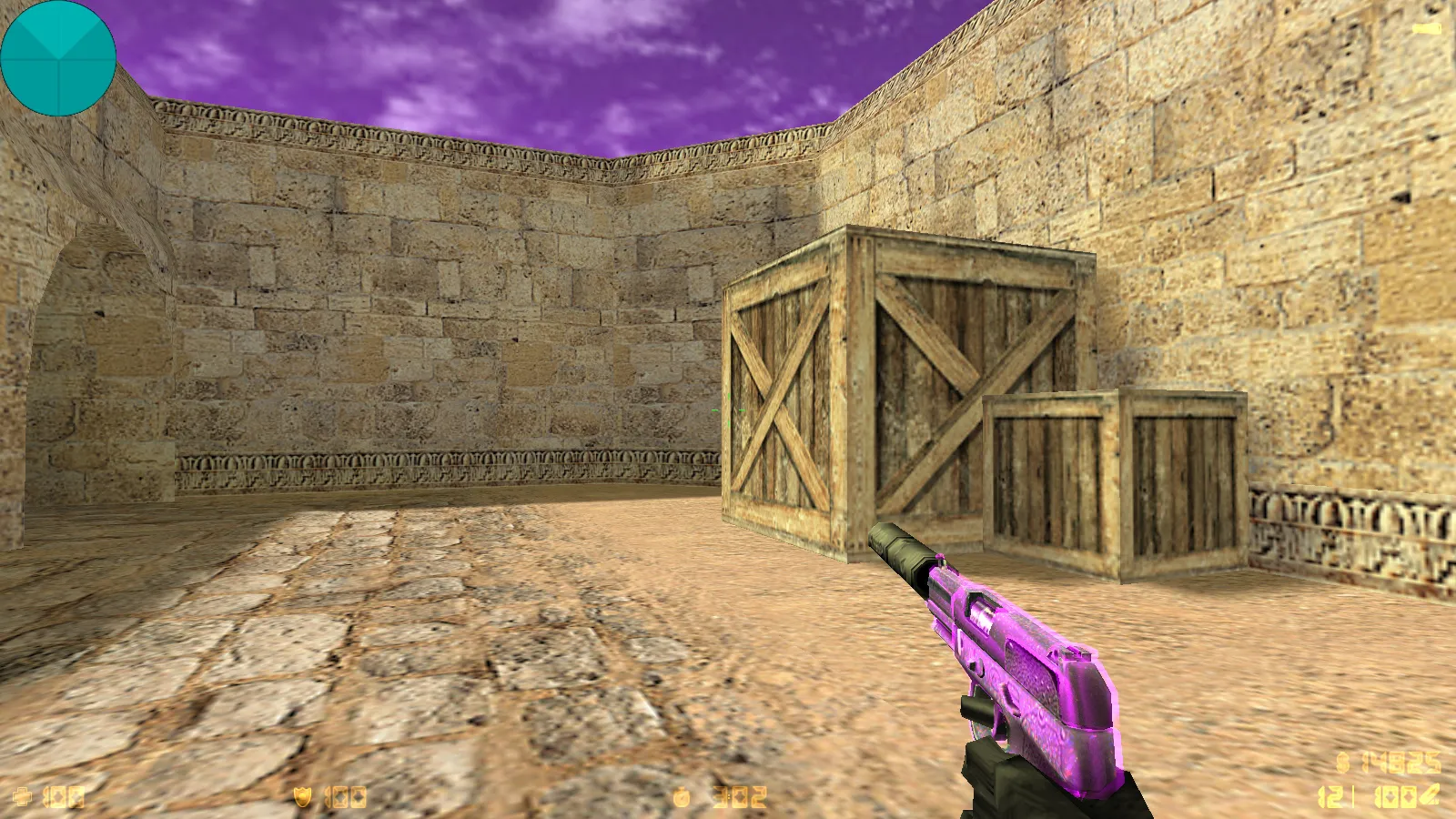 Скриншот  CS 1.6 от Kiryanov: блогерская сборка с 9 скинами, пурпурным меню, SAS-фоном Mirage и оптимизированным конфигом