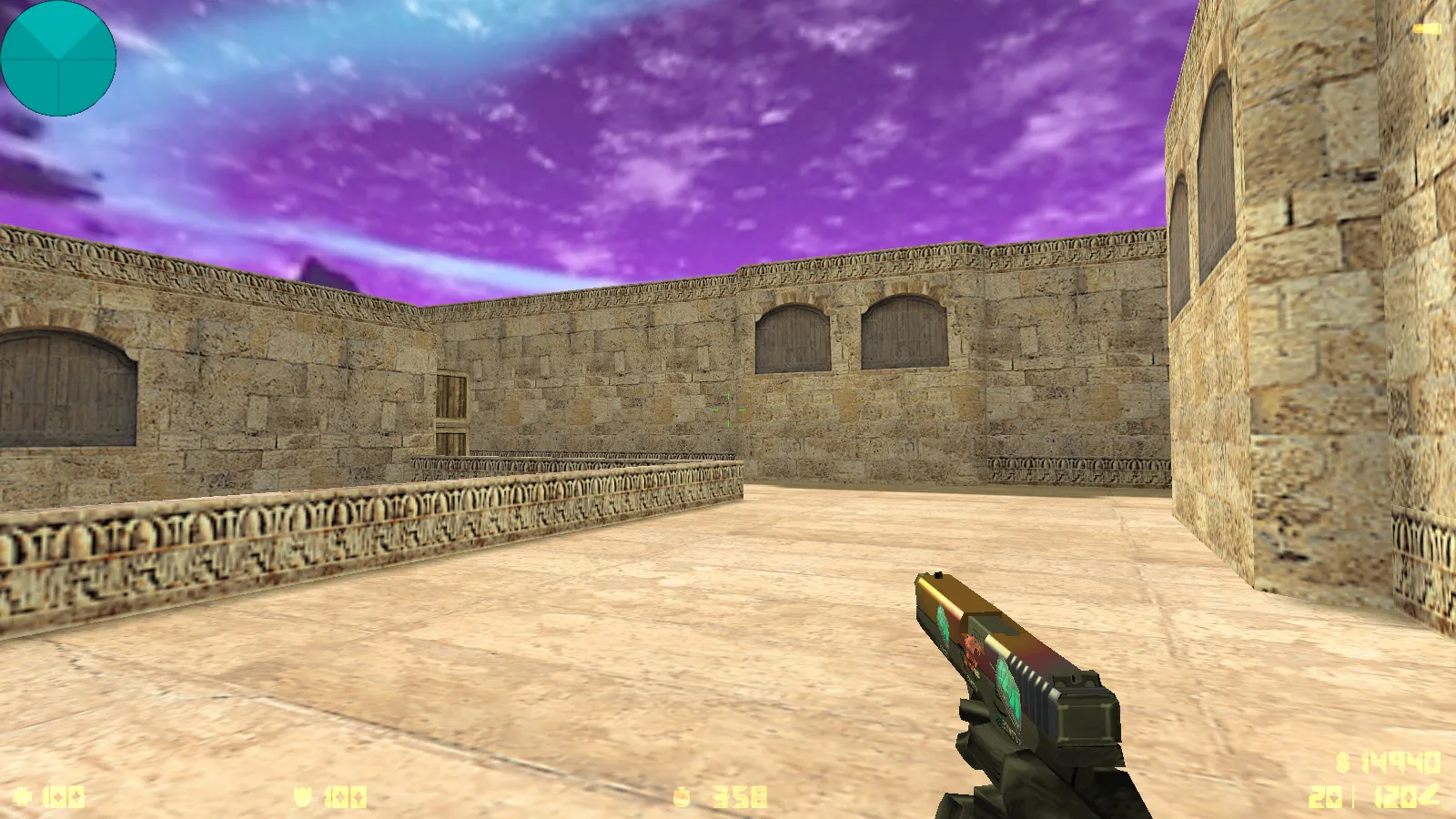 Скриншот  CS 1.6 от Kiryanov: блогерская сборка с 9 скинами, пурпурным меню, SAS-фоном Mirage и оптимизированным конфигом