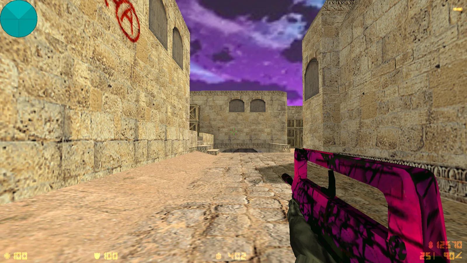 Скриншот  CS 1.6 от Kiryanov: блогерская сборка с 9 скинами, пурпурным меню, SAS-фоном Mirage и оптимизированным конфигом