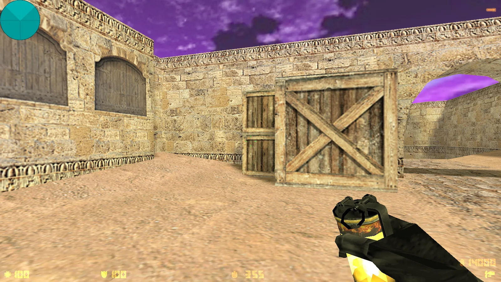 Скриншот  CS 1.6 от Kiryanov: блогерская сборка с 9 скинами, пурпурным меню, SAS-фоном Mirage и оптимизированным конфигом