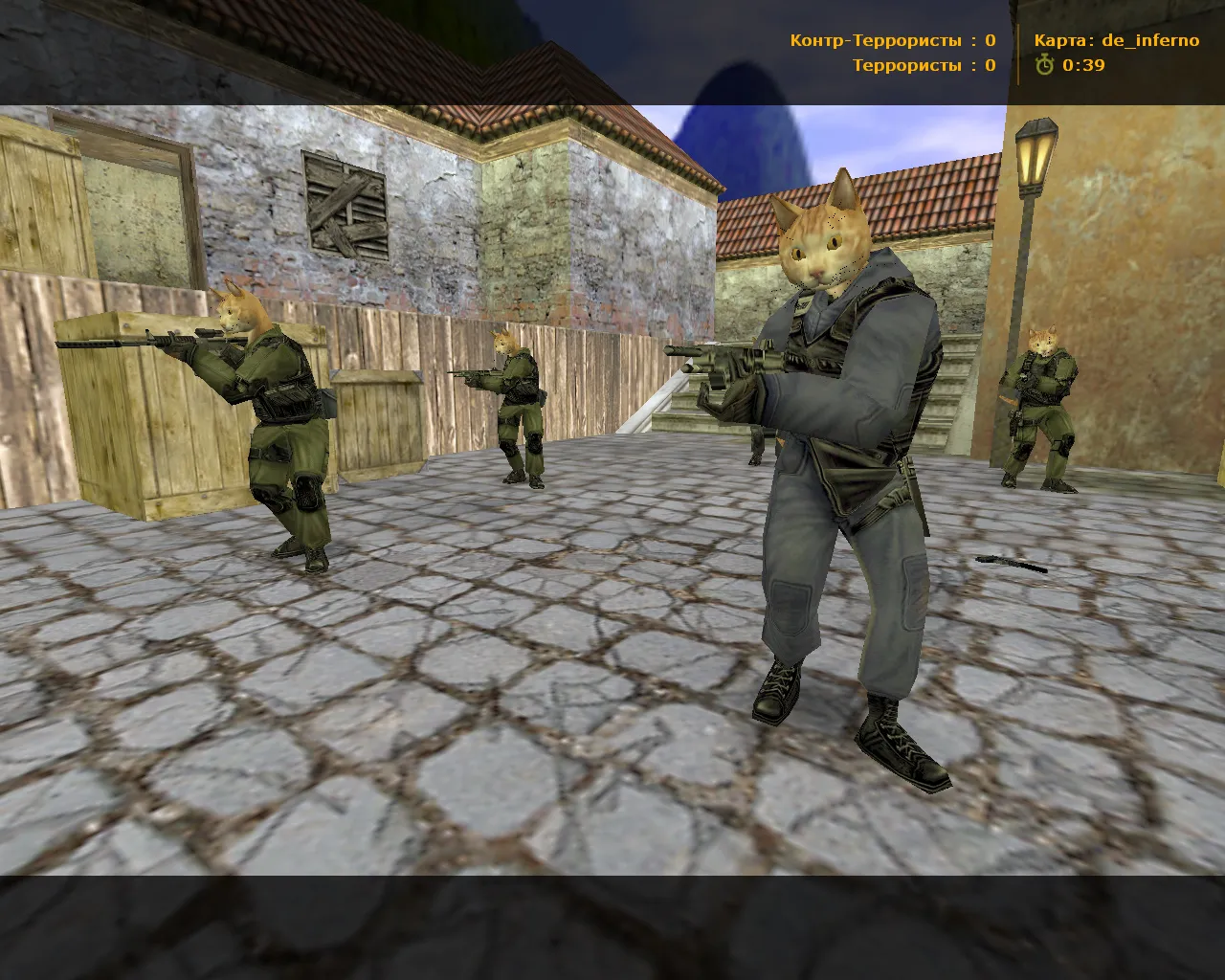 Скриншот CS 1.6 от Кошки — блогерская сборка: коты вместо людей, хвост, фон меню и оптимизированный config.cfg
