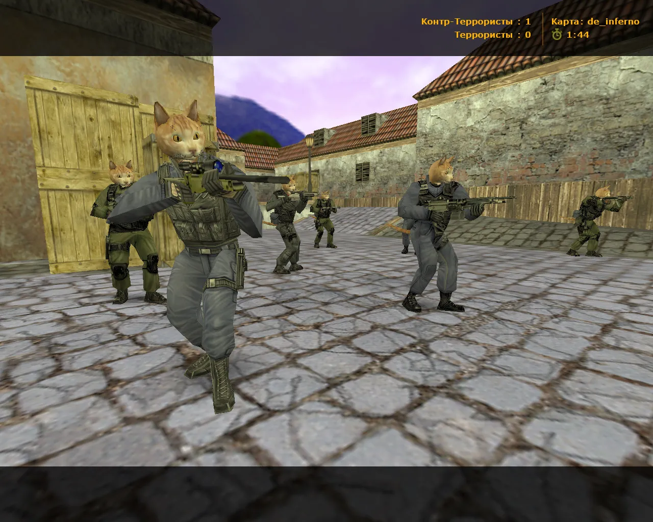 Скриншот CS 1.6 от Кошки — блогерская сборка: коты вместо людей, хвост, фон меню и оптимизированный config.cfg