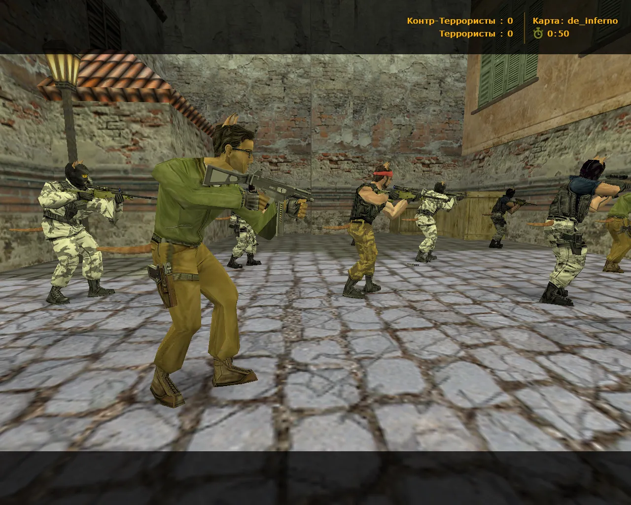 Скриншот  CS 1.6 от Кошки — блогерская сборка: коты вместо людей, хвост, фон меню и оптимизированный config.cfg