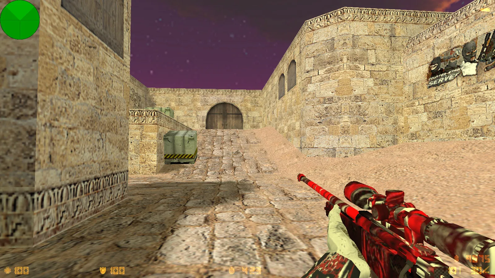 Скриншот  CS 1.6 от KuraRaze: сборка с красно-черными скинами, красными террористами и оптимизированным конфигом