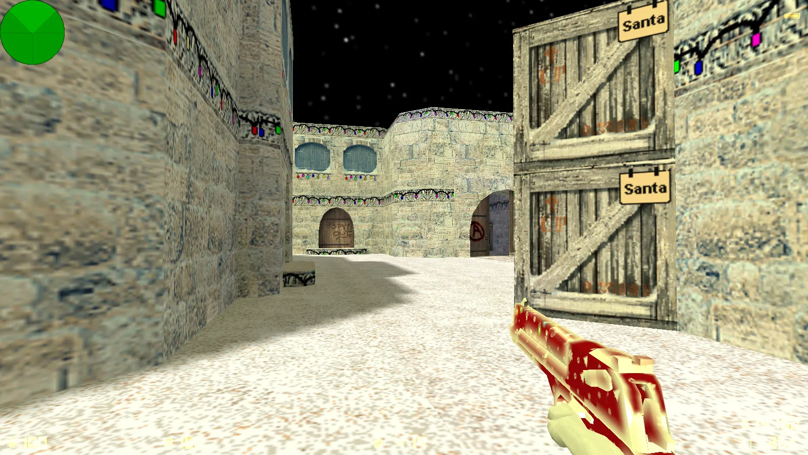 Скриншот  CS 1.6 Kuraze New Year — сборка с новогодними скинами оружия, меню красно-зеленой темы и оптимизированным конфигом