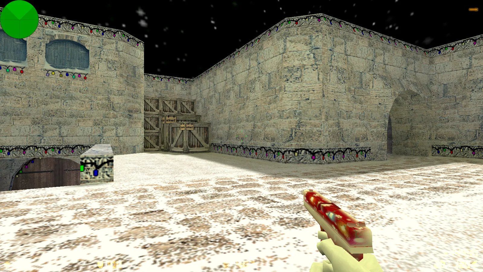 Скриншот  CS 1.6 Kuraze New Year — сборка с новогодними скинами оружия, меню красно-зеленой темы и оптимизированным конфигом