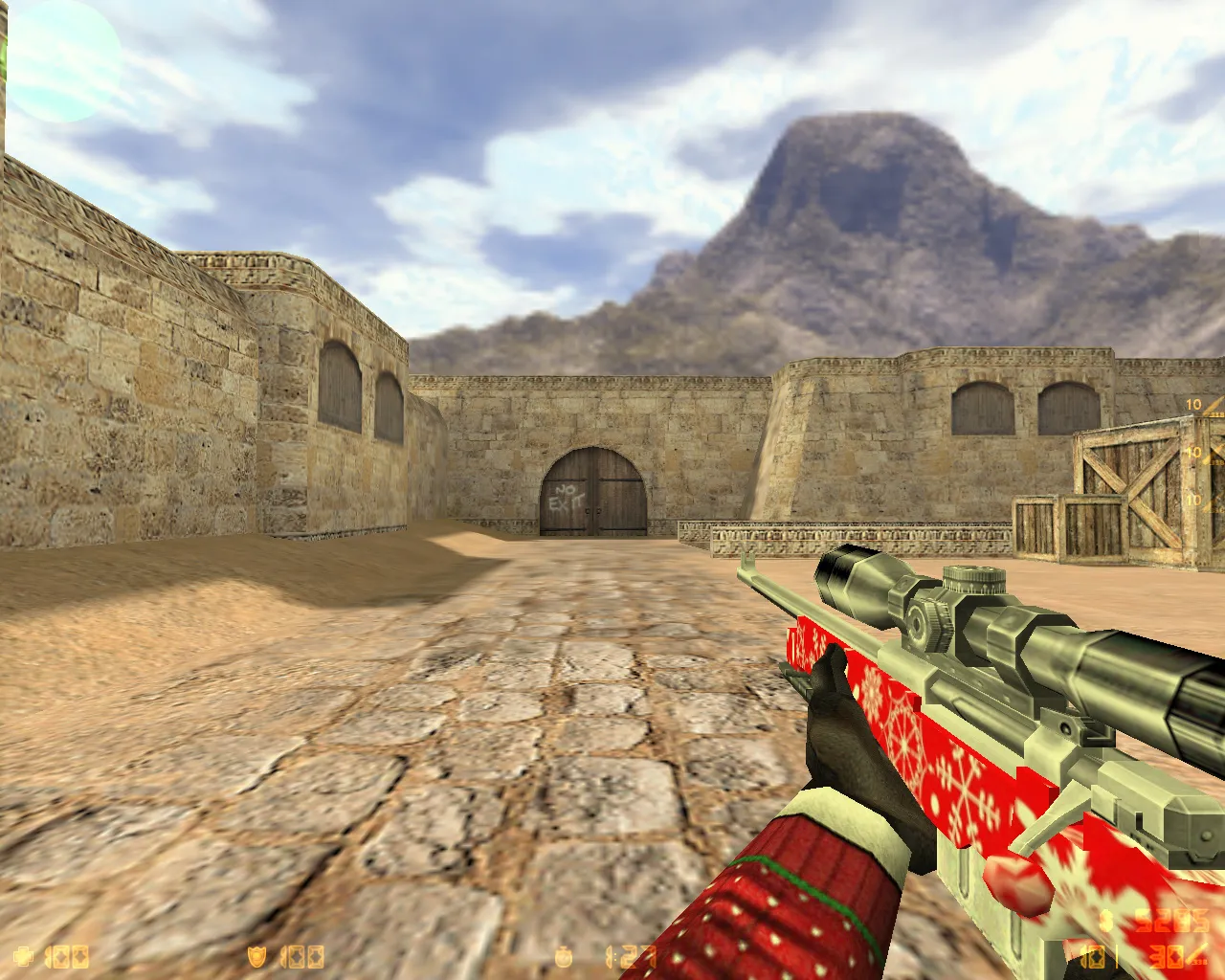 Скриншот CS 1.6 от Лама «Новогодняя» — сборка с 12 новогодними скинами, музыкой меню и оригинальным конфигом