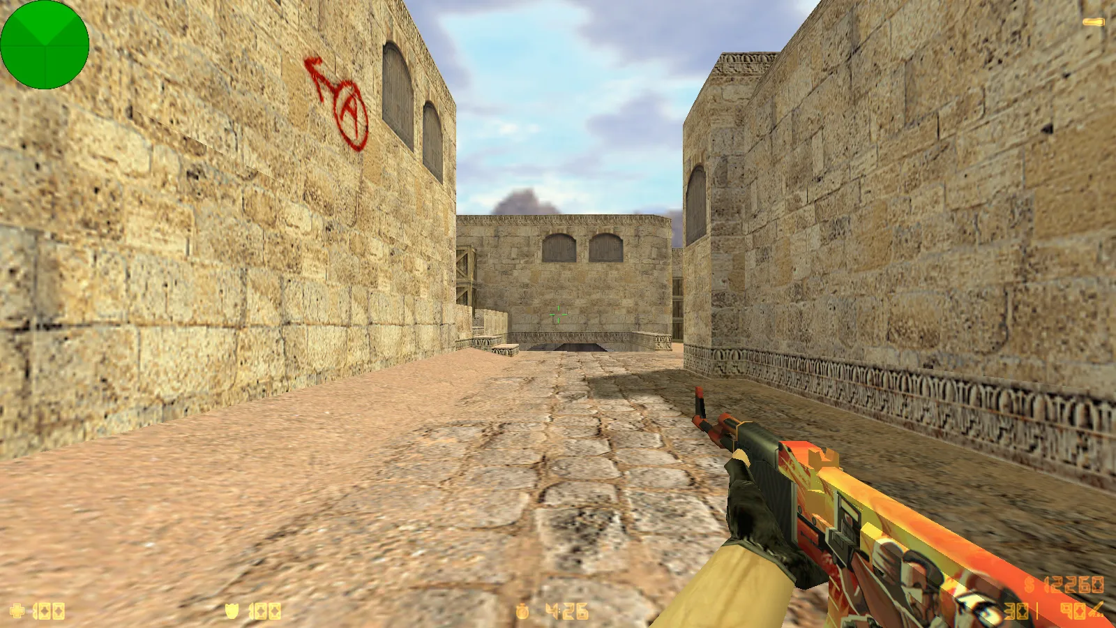 Скриншот CS 1.6 от LаниWымбал: сборка с 7 допами, скины оружия, красно-синие модели, темное меню и оптимизированный конфиг