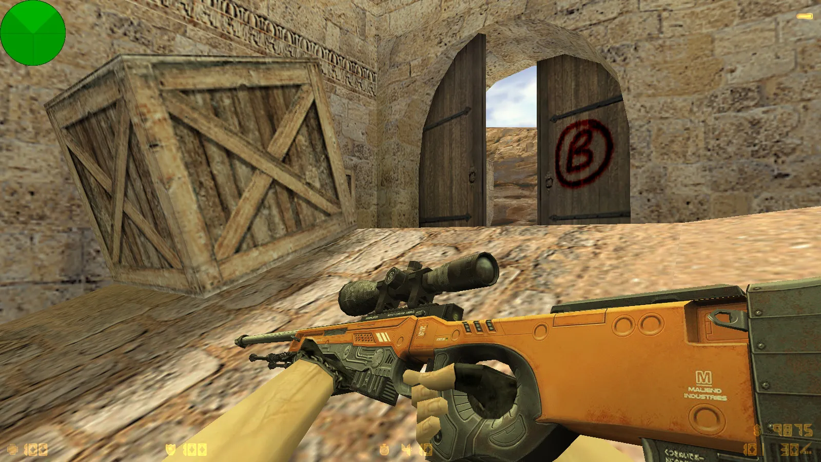 Скриншот  CS 1.6 от LаниWымбал: сборка с 7 допами, скины оружия, красно-синие модели, темное меню и оптимизированный конфиг