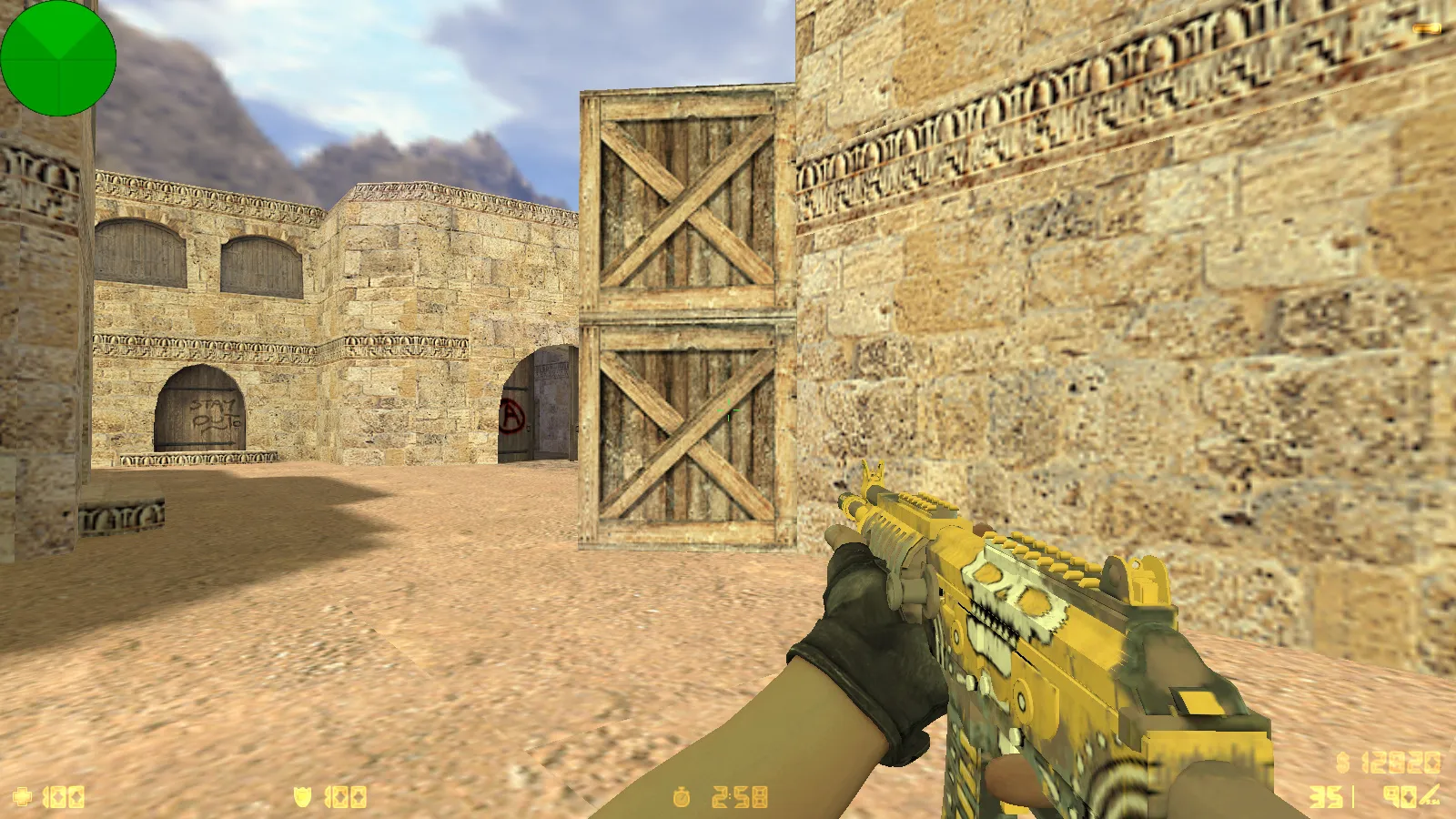 Скриншот  CS 1.6 от LаниWымбал: сборка с 7 допами, скины оружия, красно-синие модели, темное меню и оптимизированный конфиг