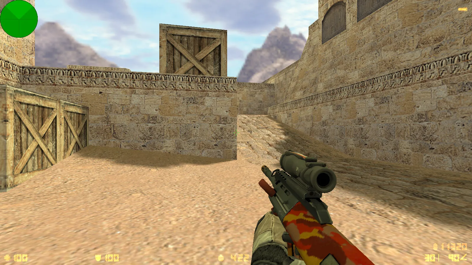 Скриншот  CS 1.6 от LаниWымбал: сборка с 7 допами, скины оружия, красно-синие модели, темное меню и оптимизированный конфиг