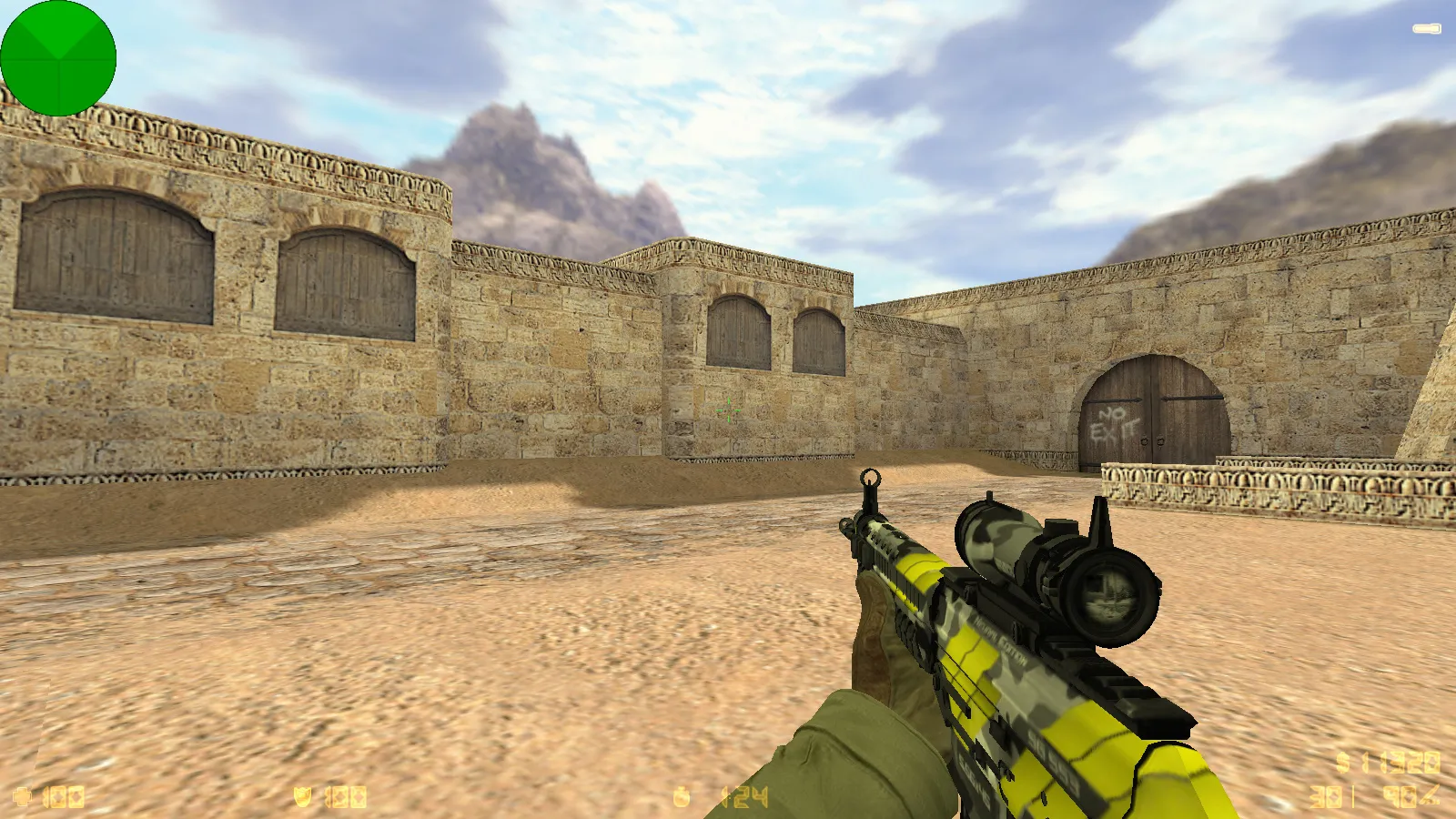 Скриншот  CS 1.6 от LаниWымбал: сборка с 7 допами, скины оружия, красно-синие модели, темное меню и оптимизированный конфиг