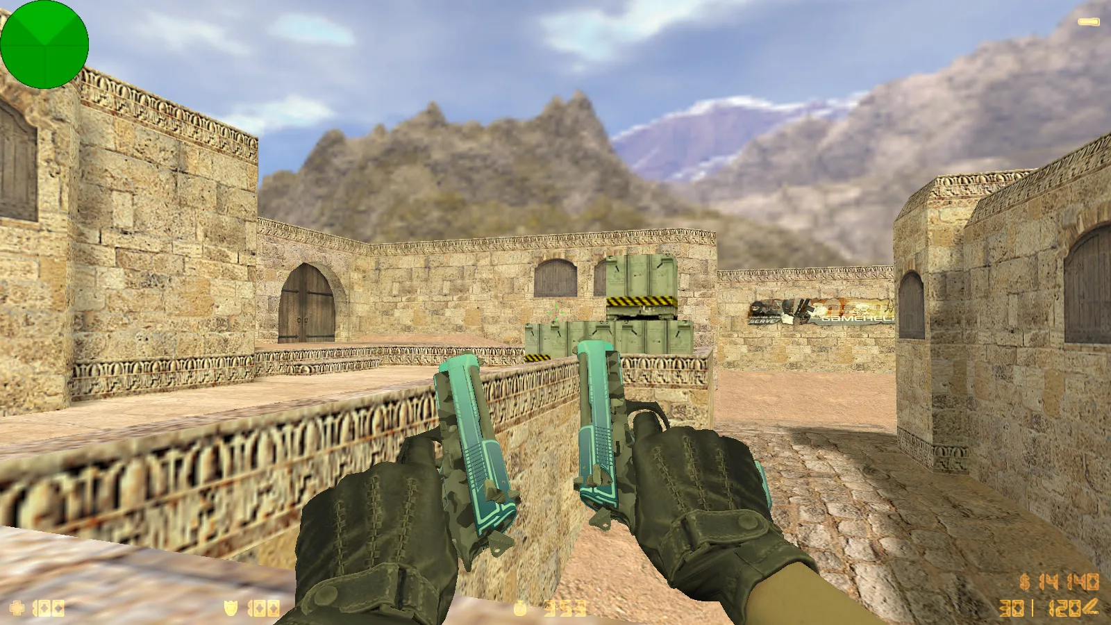 Скриншот  CS 1.6 от LаниWымбал: сборка с 7 допами, скины оружия, красно-синие модели, темное меню и оптимизированный конфиг