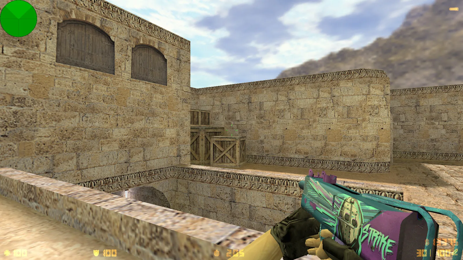 Скриншот  CS 1.6 от LаниWымбал: сборка с 7 допами, скины оружия, красно-синие модели, темное меню и оптимизированный конфиг