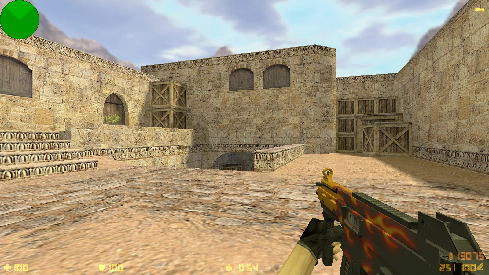 Скриншот  CS 1.6 от LаниWымбал: сборка с 7 допами, скины оружия, красно-синие модели, темное меню и оптимизированный конфиг