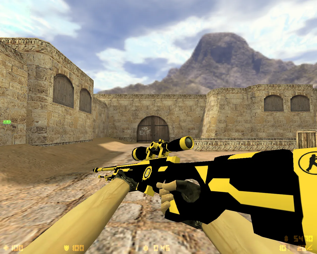 Скриншот CS 1.6 от Leo Show: желто-черные скины, темная тема, музыка в меню, прицел и оптимизированный config.cfg