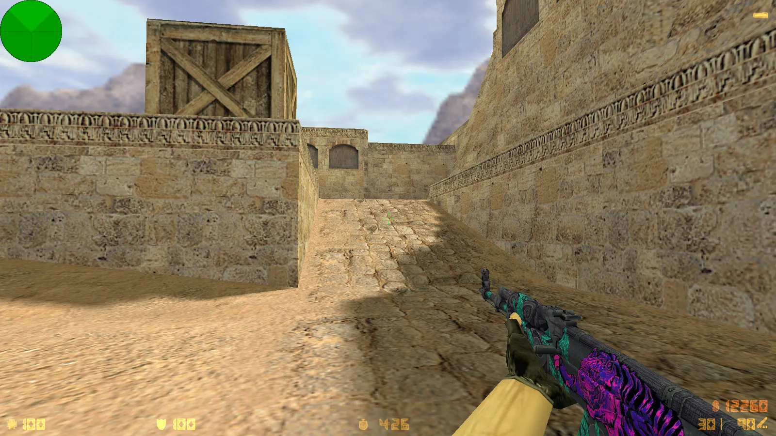 Скриншот CS 1.6 от lucky sm0k: блогерская сборка с 10 скинами, темным меню и оптимизированным конфигом