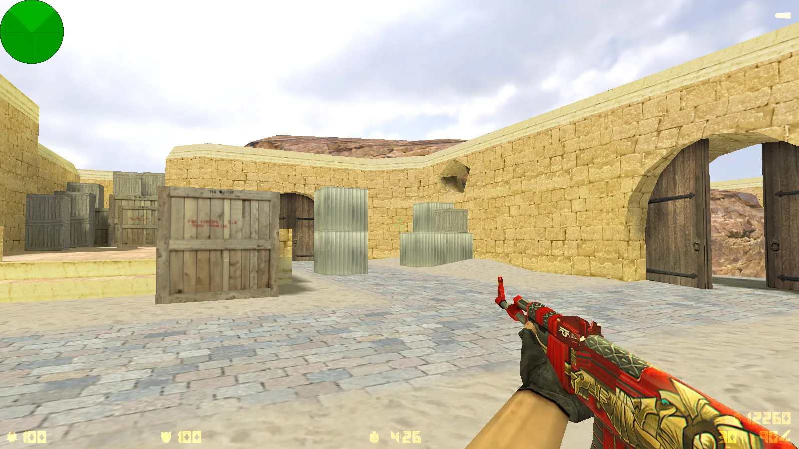 Скриншот CS 1.6 от Mars — сборка с 10 скинами CS2, красно-синими моделями, черным меню и оптимизированным конфигом