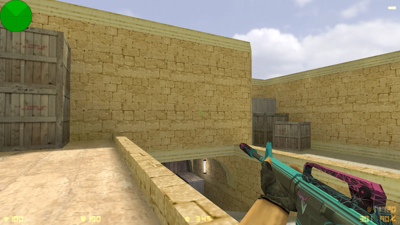 Скриншот CS 1.6 от Mars — сборка с 10 скинами CS2, красно-синими моделями, черным меню и оптимизированным конфигом