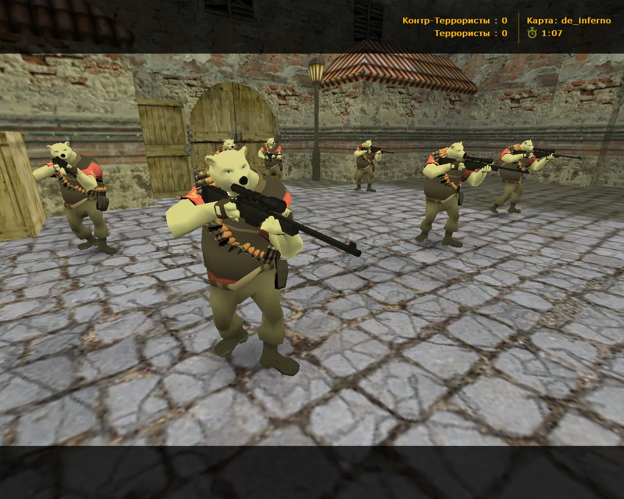 Скриншот CS 1.6 Медведи: сборка с 27 черными моделями оружия, Heavy с головой медведя, темной темой меню и оптимизированным конфигом