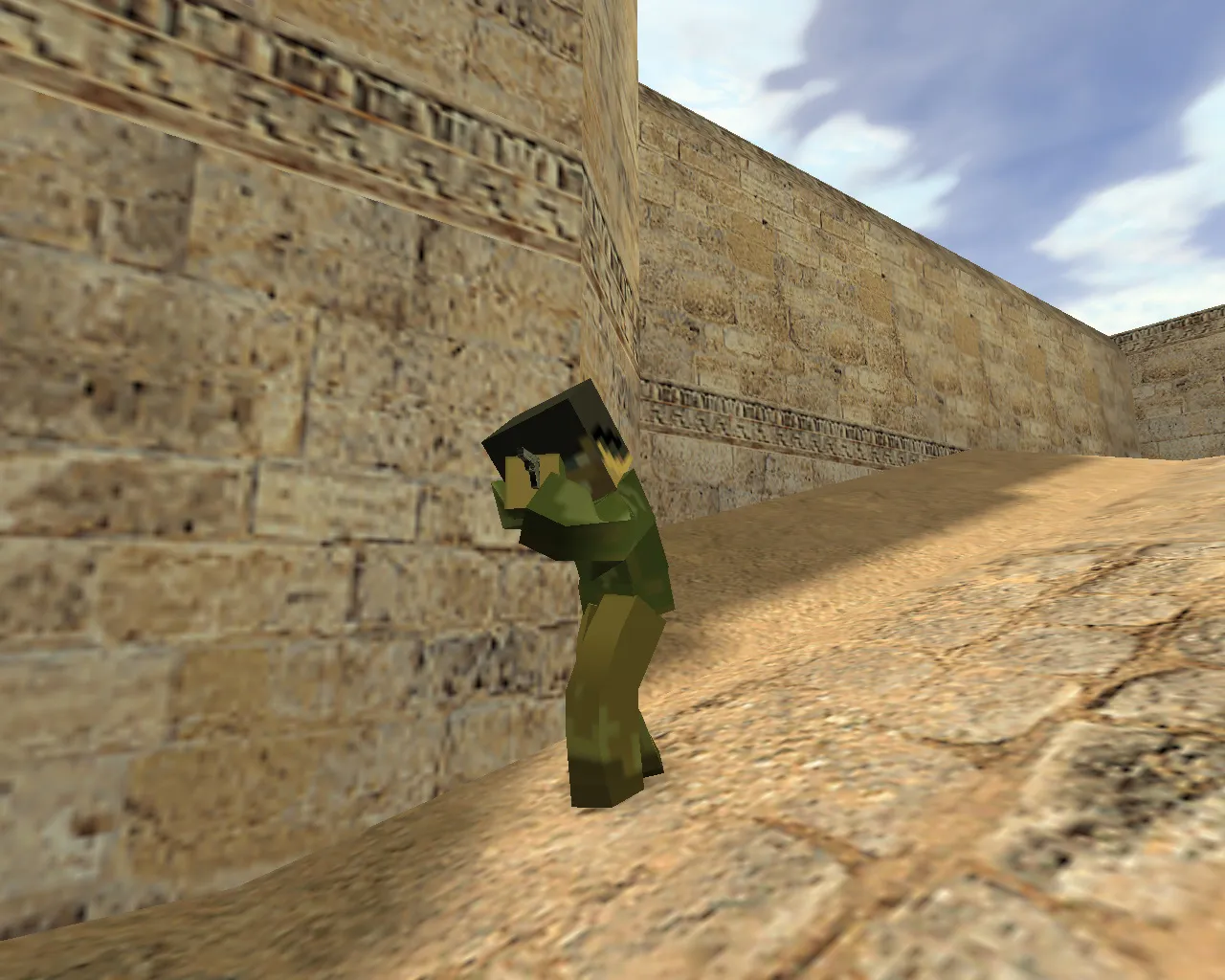 Скриншот  CS 1.6 Minecraft сборка: квадратные модели, кирка-нож, TNT-гранаты, HUD и музыка меню, чистый config.cfg