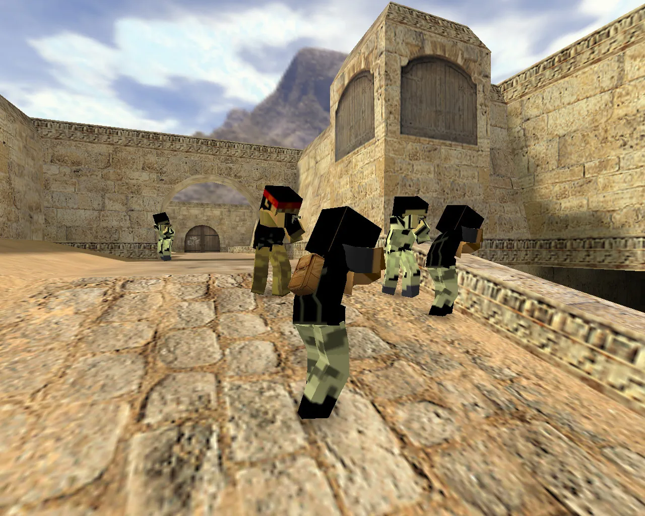 Скриншот  CS 1.6 Minecraft сборка: квадратные модели, кирка-нож, TNT-гранаты, HUD и музыка меню, чистый config.cfg