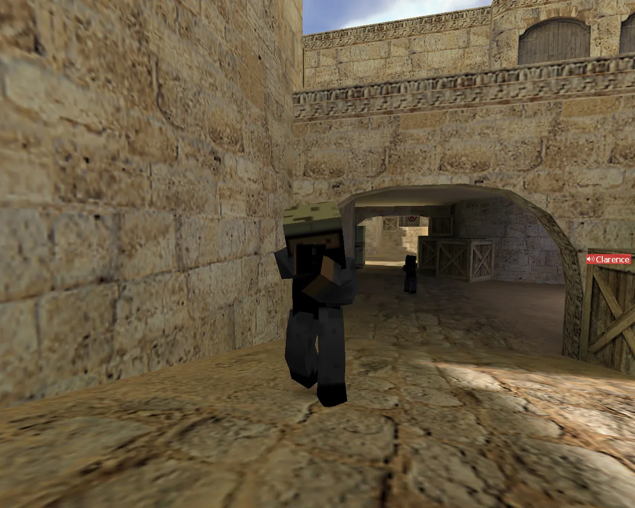 Скриншот  CS 1.6 Minecraft сборка: квадратные модели, кирка-нож, TNT-гранаты, HUD и музыка меню, чистый config.cfg