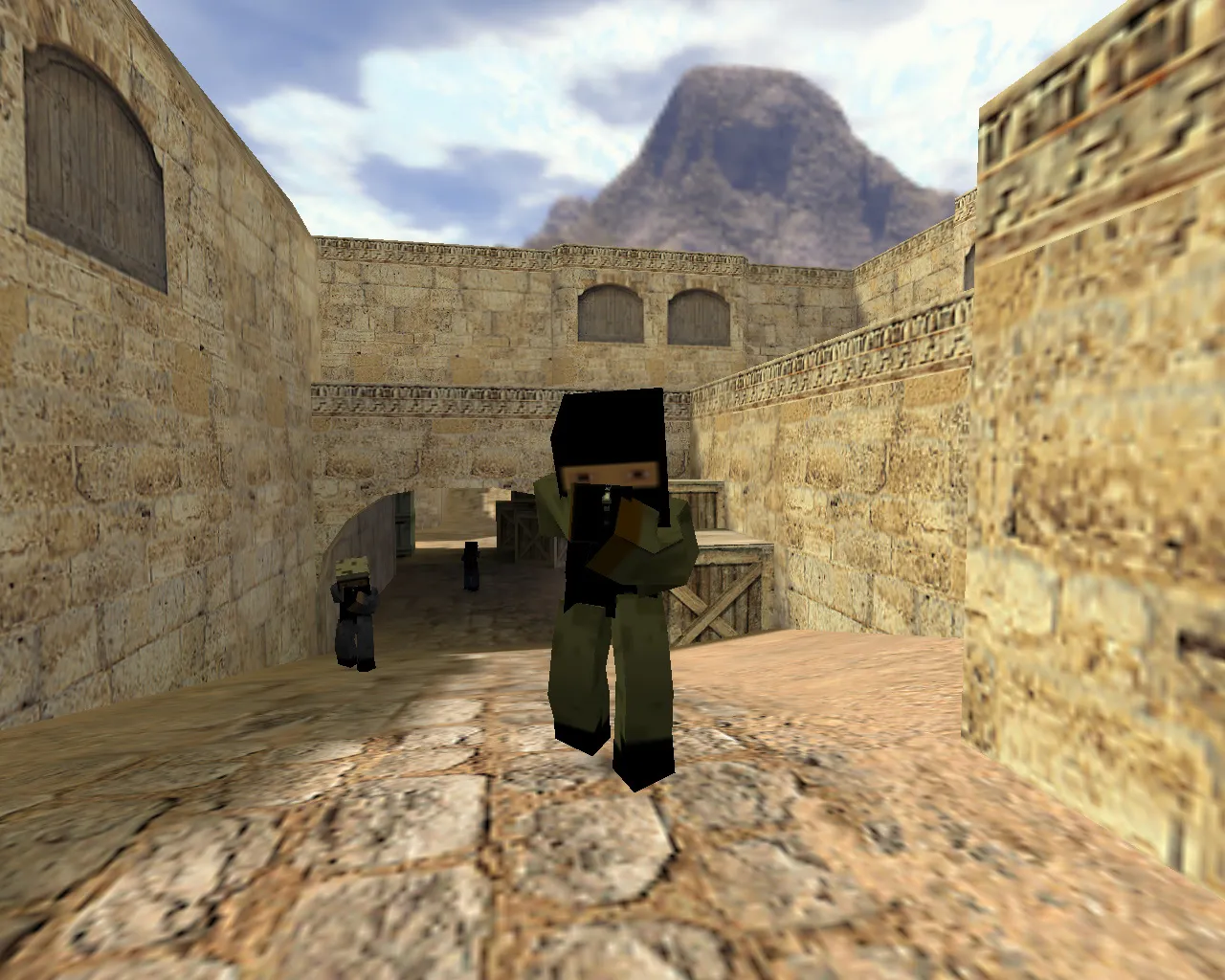 Скриншот  CS 1.6 Minecraft сборка: квадратные модели, кирка-нож, TNT-гранаты, HUD и музыка меню, чистый config.cfg