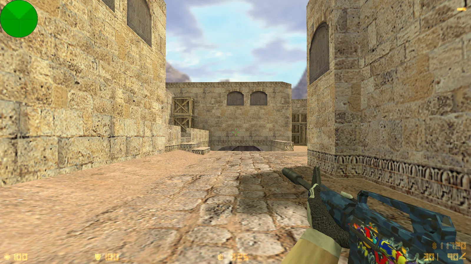 Скриншот CS 1.6 от Morshteel: блогерская сборка с 16 скинами, синей темой меню и оптимизированным конфигом