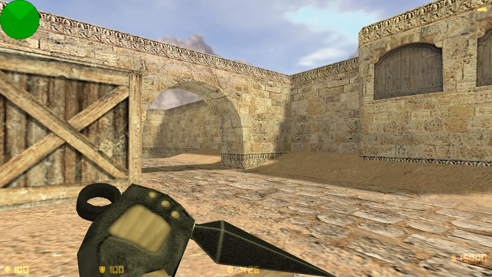 Скриншот CS 1.6 Naruto сборка: кунай Наруто, модели КТ/Террора Саске, тёмное меню, звуки и оптимизированный config.cfg