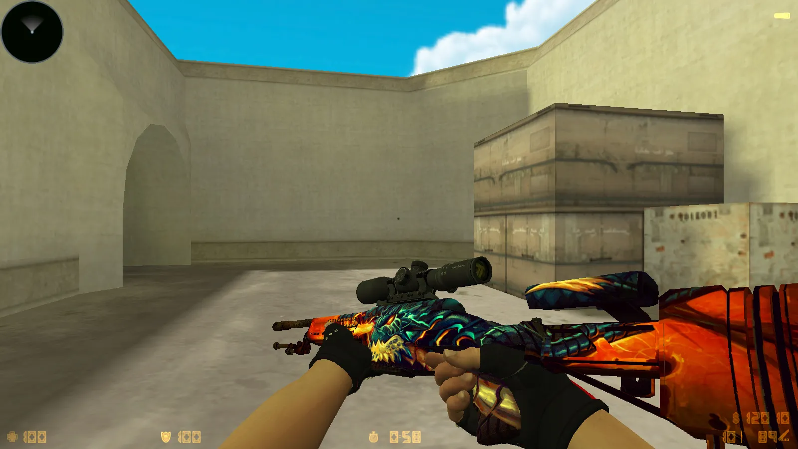 Скриншот  CS 1.6 Neon Revolution — скины оружия v_/p_/w_, неоновые модели и оптимизированный конфиг