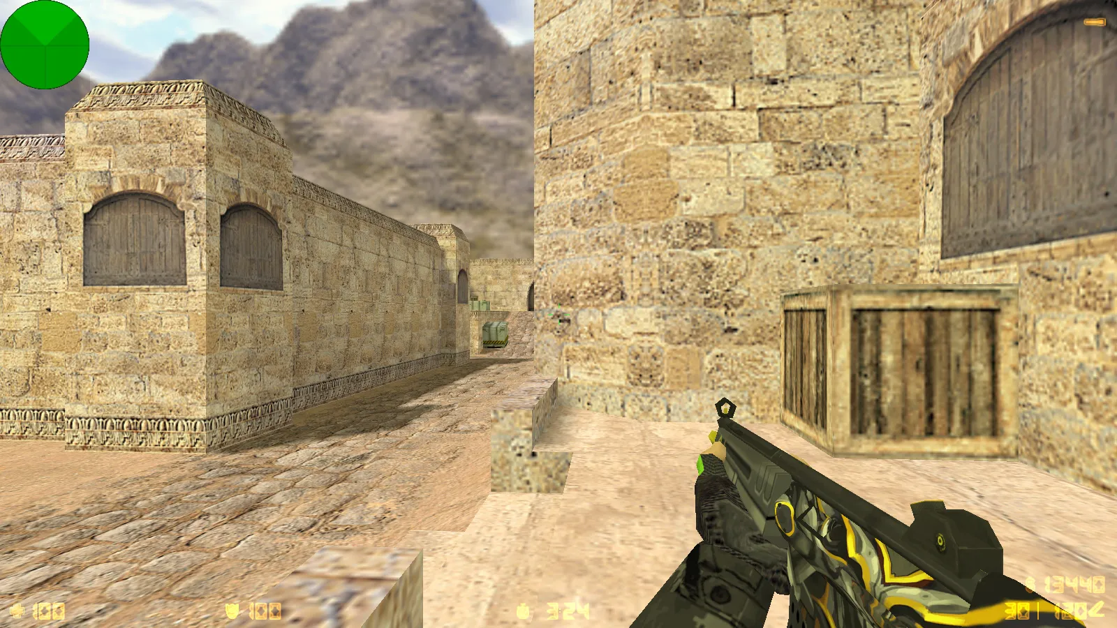 Скриншот  CS 1.6 OneShot: скины, черная тема меню, красно-синие модели и оптимизированный конфиг