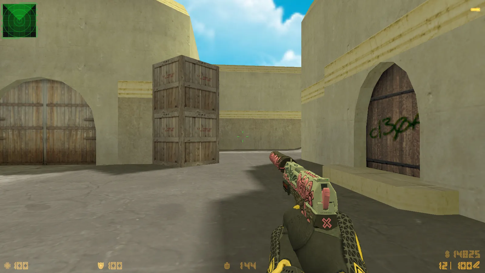 Скриншот  CS 1.6 Paradise — сборка с 30 скинами, спорт перчатками «Омега», темным меню и оптимизированным конфигом