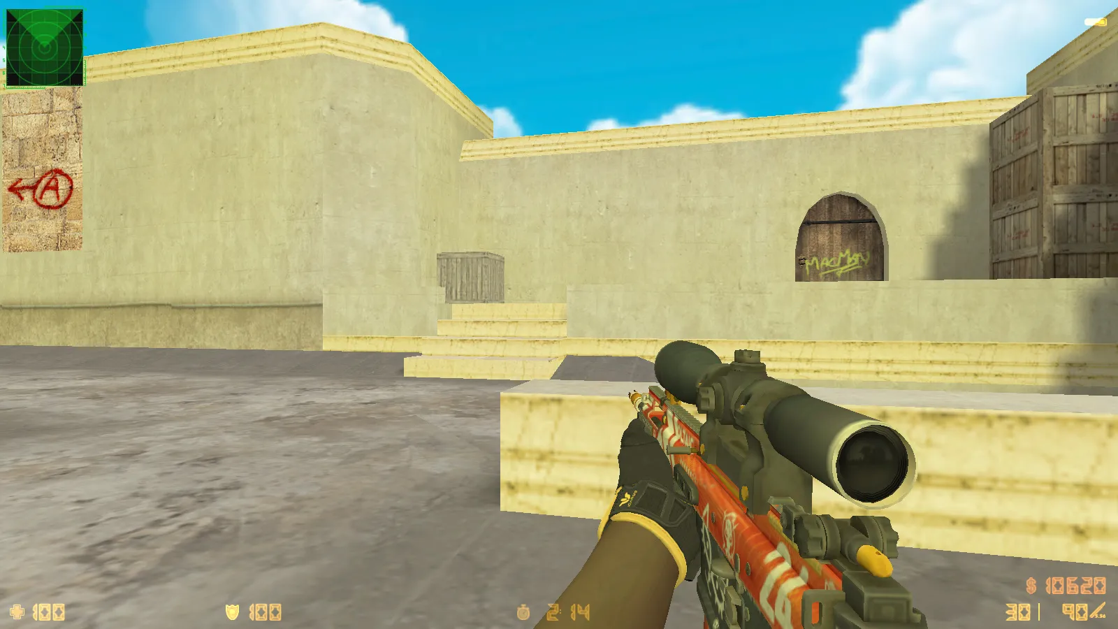 Скриншот  CS 1.6 Paradise — сборка с 30 скинами, спорт перчатками «Омега», темным меню и оптимизированным конфигом