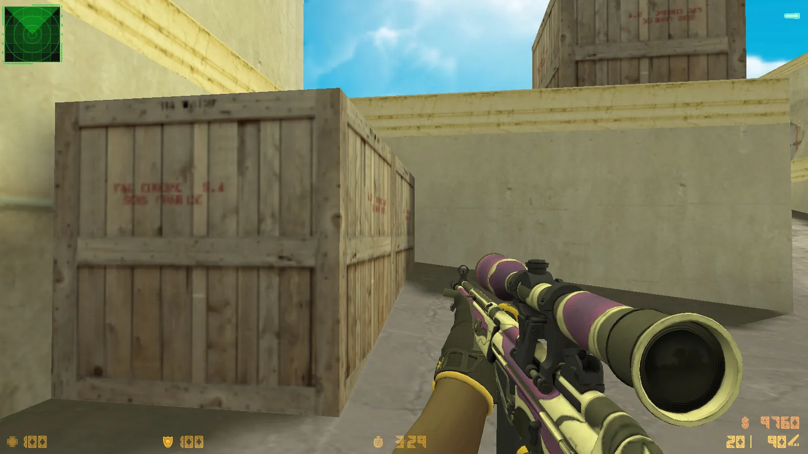 Скриншот  CS 1.6 Paradise — сборка с 30 скинами, спорт перчатками «Омега», темным меню и оптимизированным конфигом