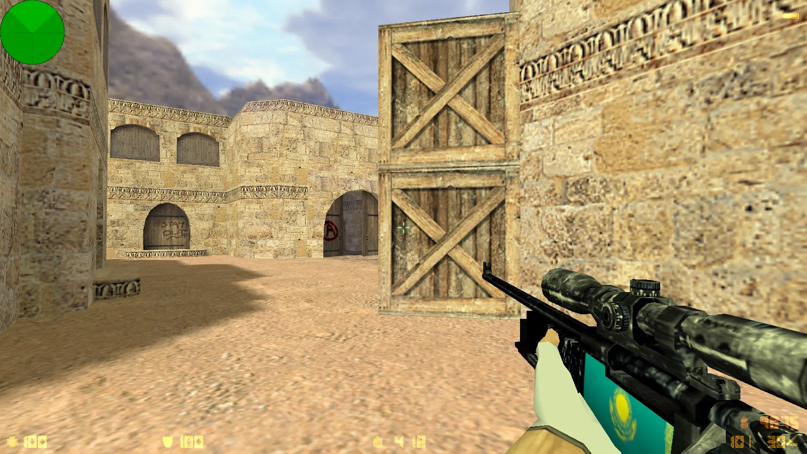 Скриншот  CS 1.6 от PrO_cOsT: блогерская сборка с 31 скином, темным меню, флагом Казахстана и оптимизированным конфигом