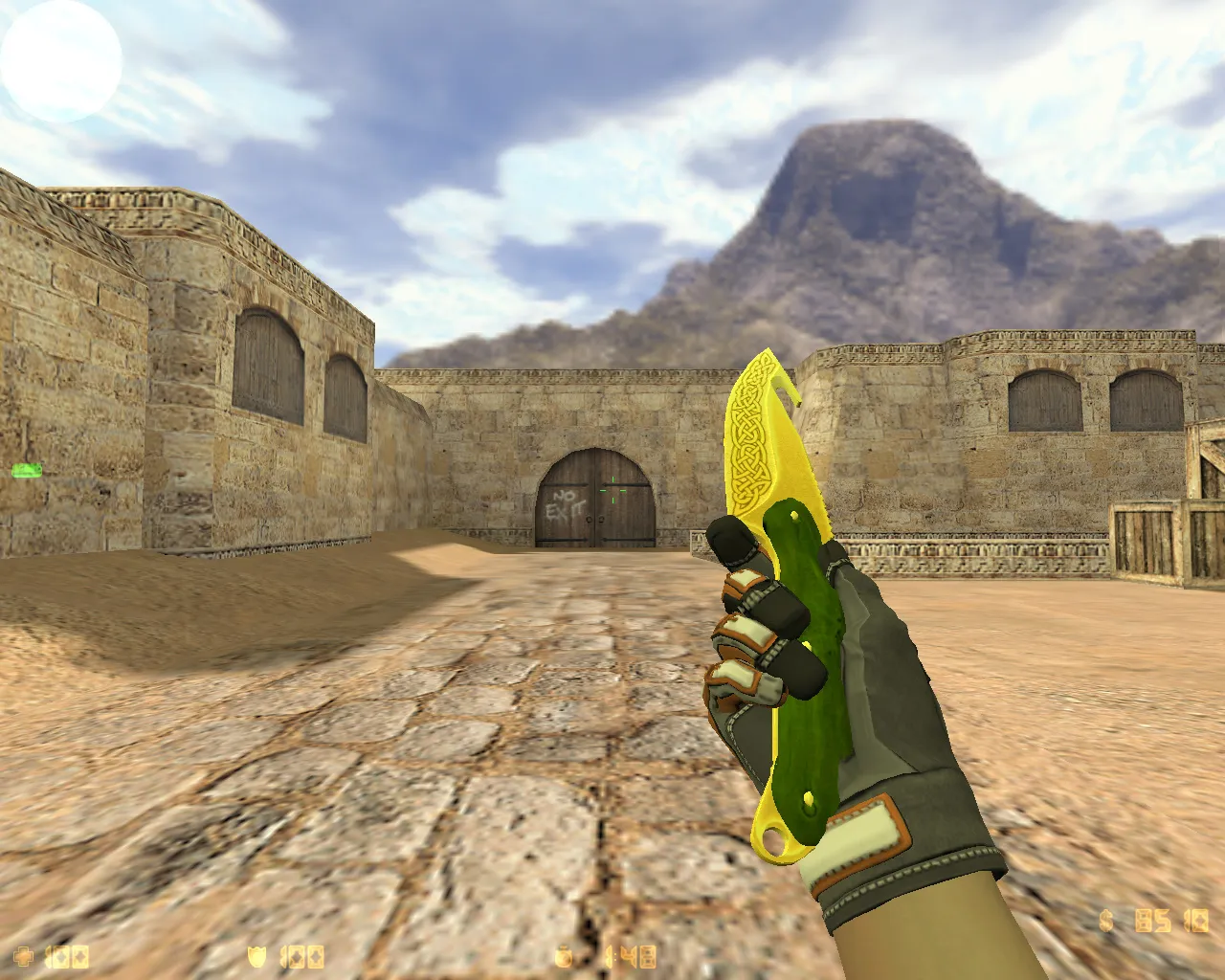 Скриншот CS 1.6 Rage: сборка с 27 скинами оружия, красно-синие модели, тёмное меню, музыка и оптимизированный конфиг