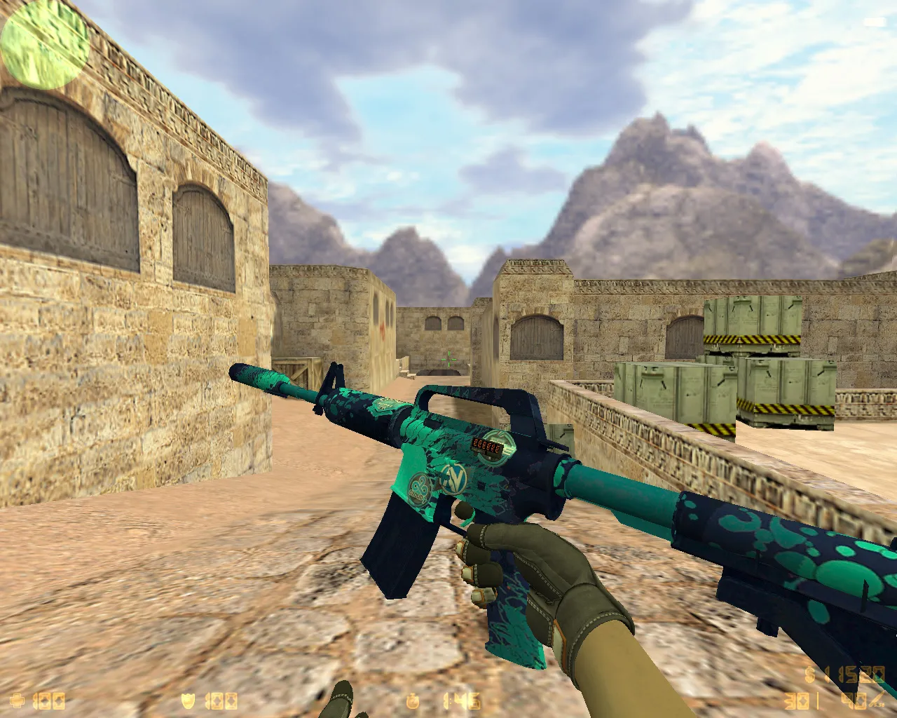 Скриншот  CS 1.6 Rage: сборка с 27 скинами оружия, красно-синие модели, тёмное меню, музыка и оптимизированный конфиг