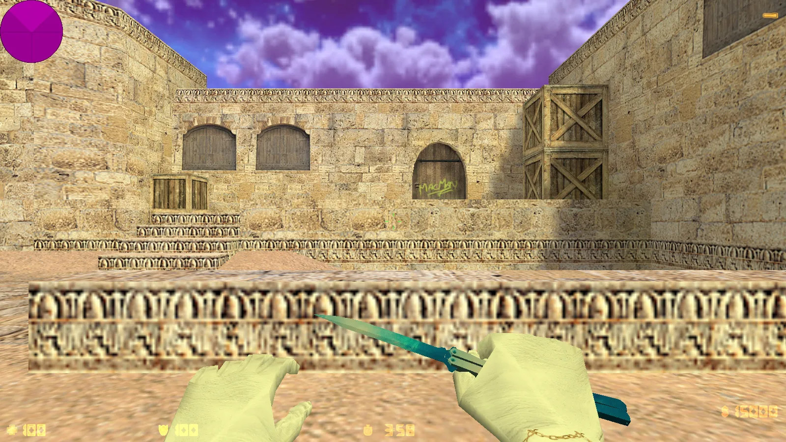 Скриншот CS 1.6 от Ralyyy: блогерская сборка с 9 нововведениями, белые рукава и перчатки, конфиг и тема меню