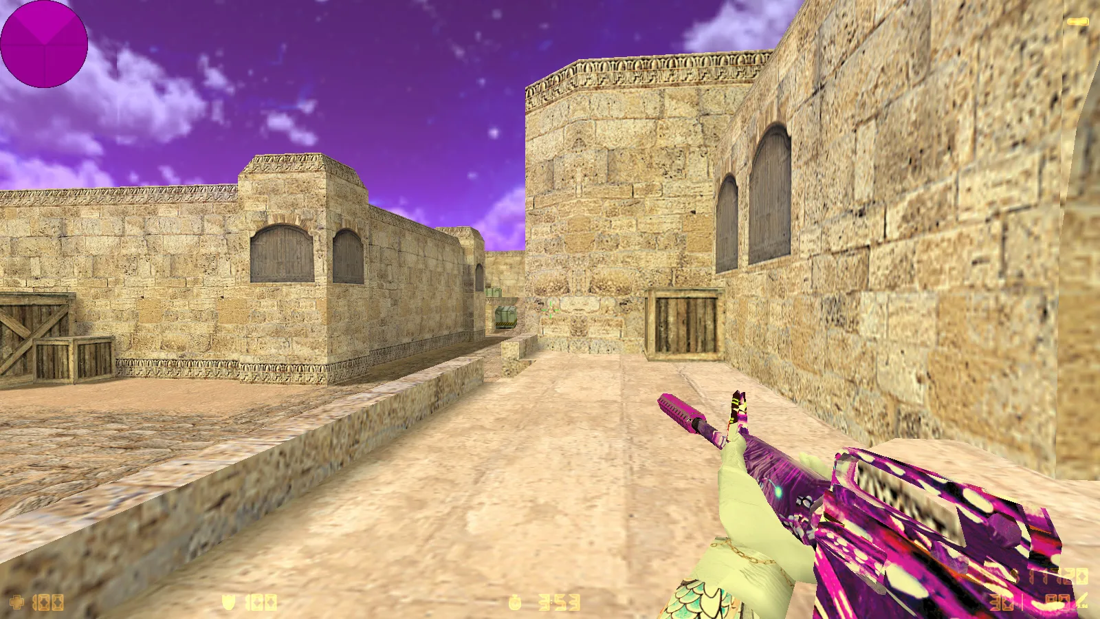 Скриншот CS 1.6 от Ralyyy: блогерская сборка с 9 нововведениями, белые рукава и перчатки, конфиг и тема меню