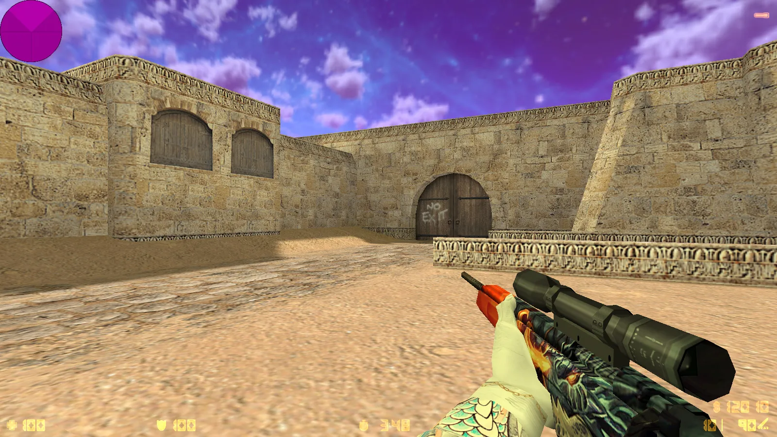 Скриншот  CS 1.6 от Ralyyy: блогерская сборка с 9 нововведениями, белые рукава и перчатки, конфиг и тема меню