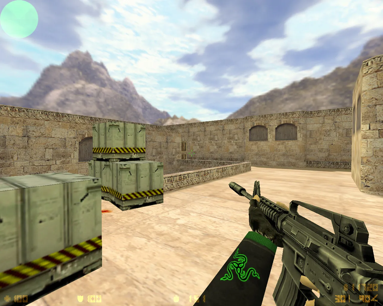 Скриншот  CS 1.6 Razer сборка: графика Razer-рукава, красно-синие модели игроков, тема меню и оптимизированный конфиг