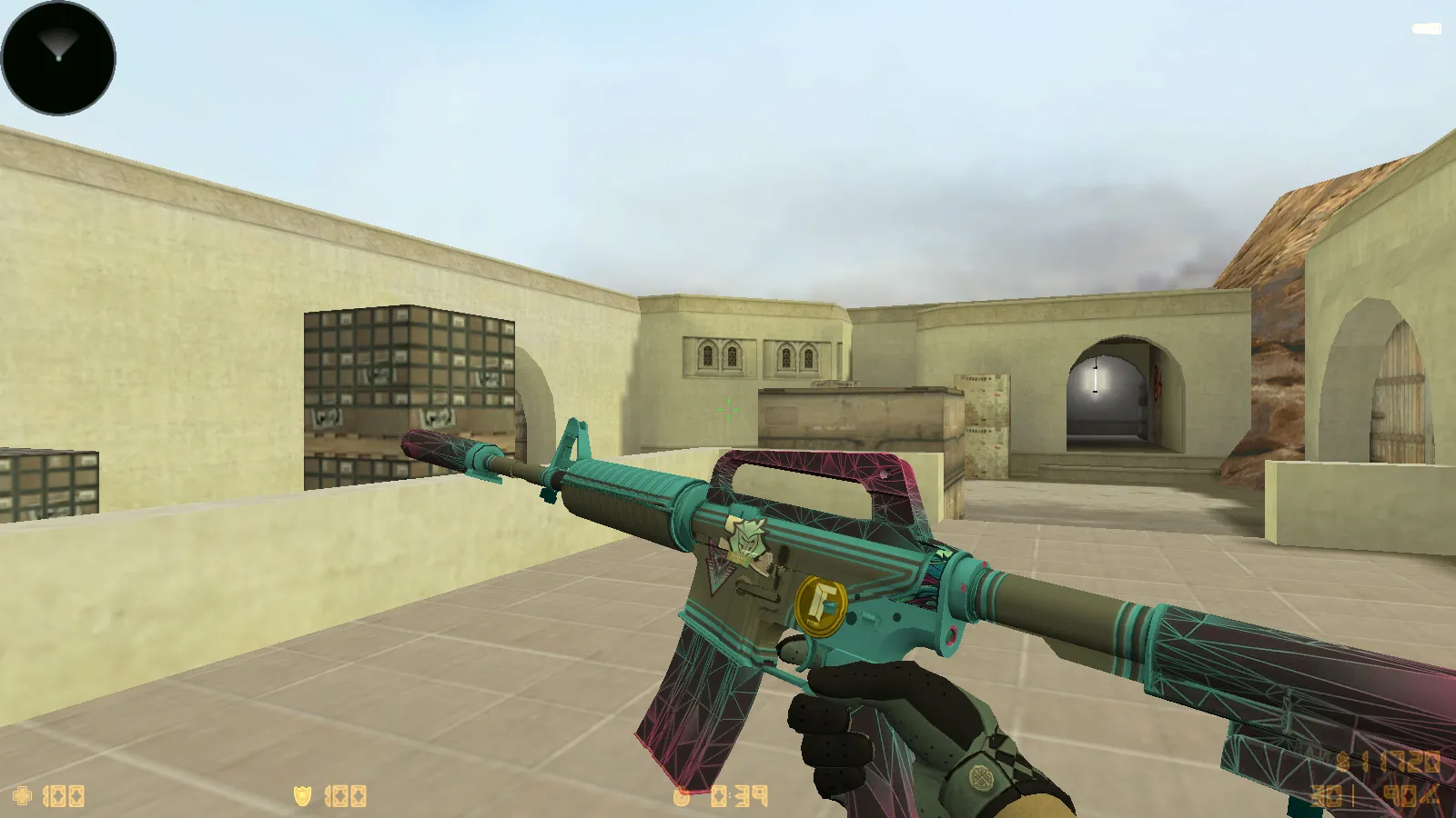 Скриншот CS 1.6 Восстание: 11 модов, CS2 скины v_/p_/w_ и перчатки «Лунный узор», темное меню, музыка, радар и оптимизированный конфиг