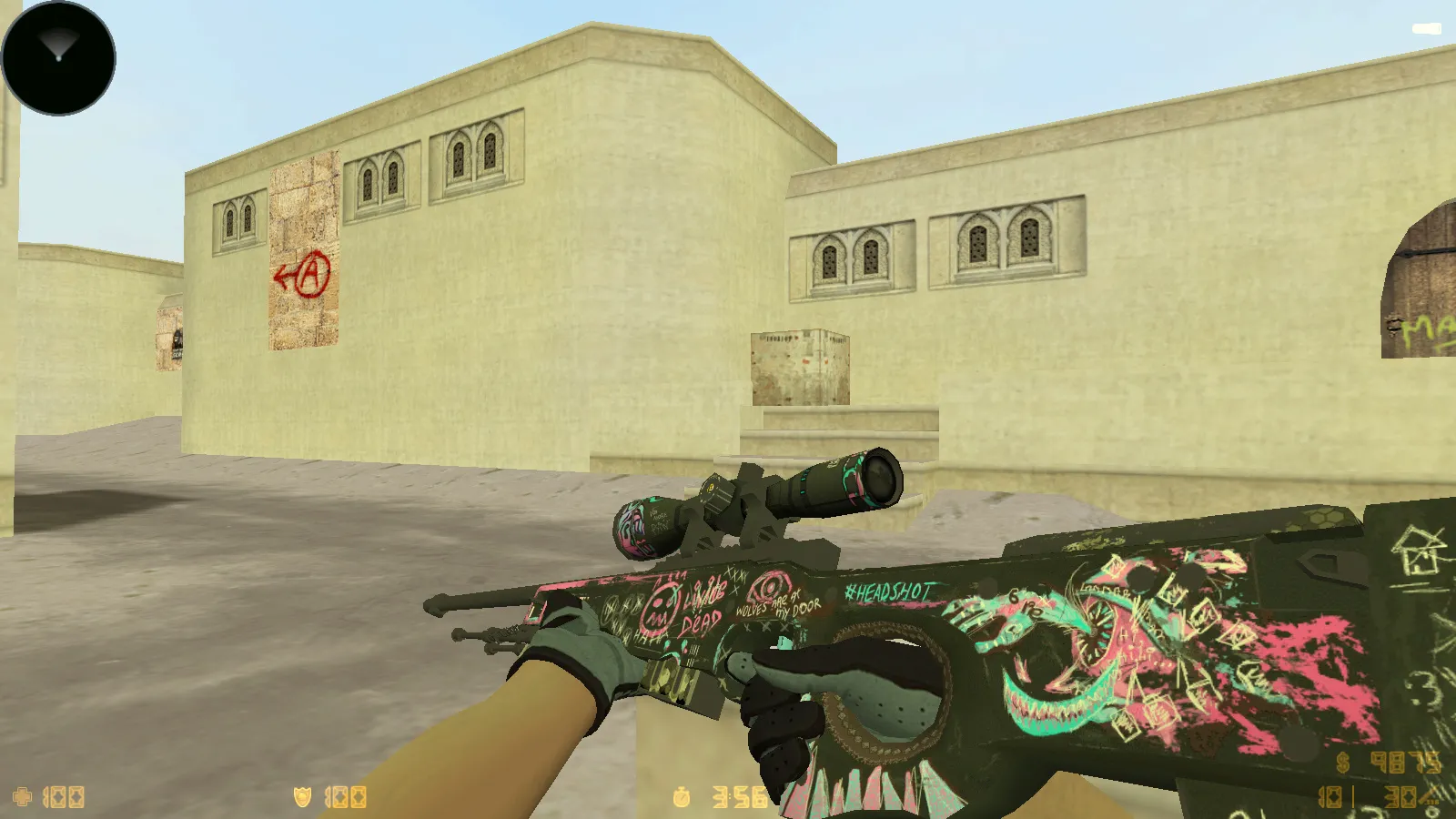 Скриншот  CS 1.6 Восстание: 11 модов, CS2 скины v_/p_/w_ и перчатки «Лунный узор», темное меню, музыка, радар и оптимизированный конфиг