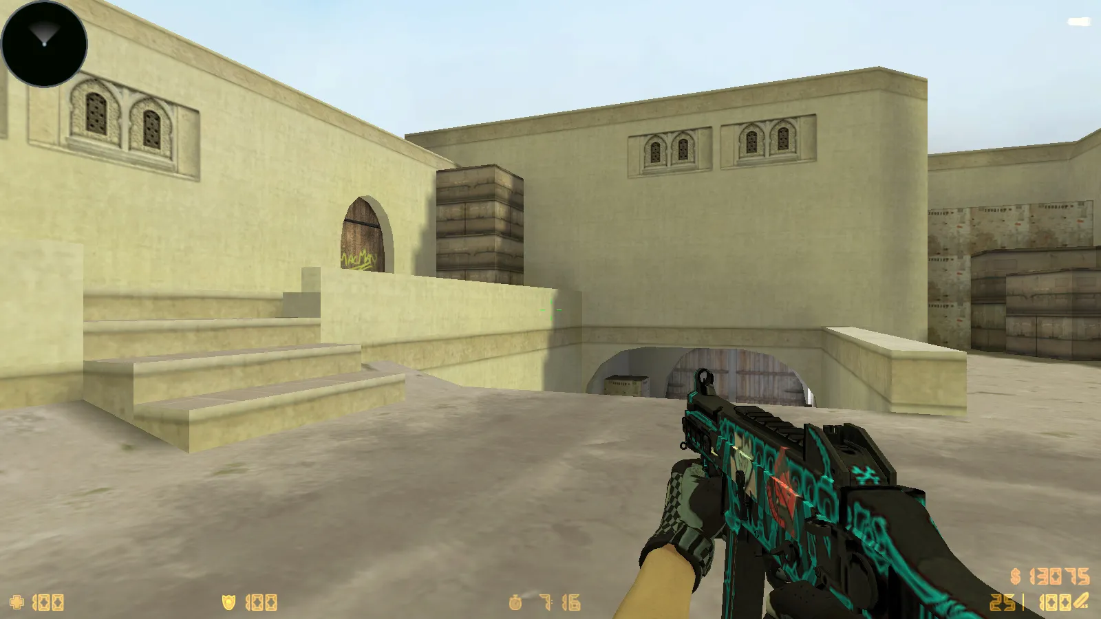 Скриншот  CS 1.6 Восстание: 11 модов, CS2 скины v_/p_/w_ и перчатки «Лунный узор», темное меню, музыка, радар и оптимизированный конфиг