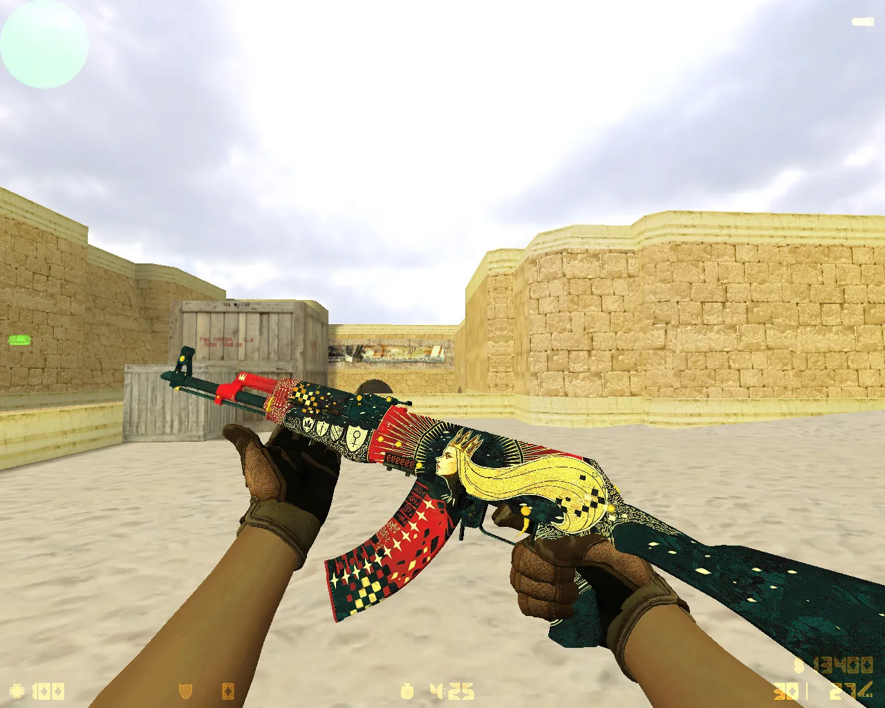 Скриншот CS 1.6 Revision — сборка с 24 скинами, Ninjas in Pyjamas перчатками, темной темой меню и оптимизированным config.cfg