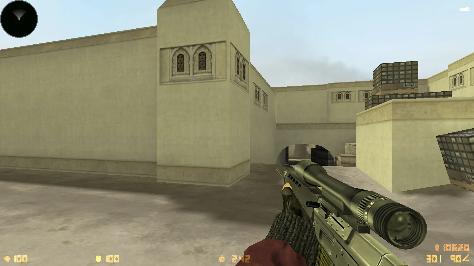 Скриншот  CS 1.6 Rezan — сборка с 10 аддонами: HD оружие, темная тема меню, звуки, музыка, текстуры, небо и оптимизированный config.cfg