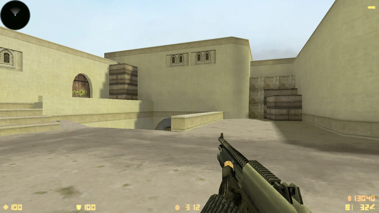 Скриншот  CS 1.6 Rezan — сборка с 10 аддонами: HD оружие, темная тема меню, звуки, музыка, текстуры, небо и оптимизированный config.cfg