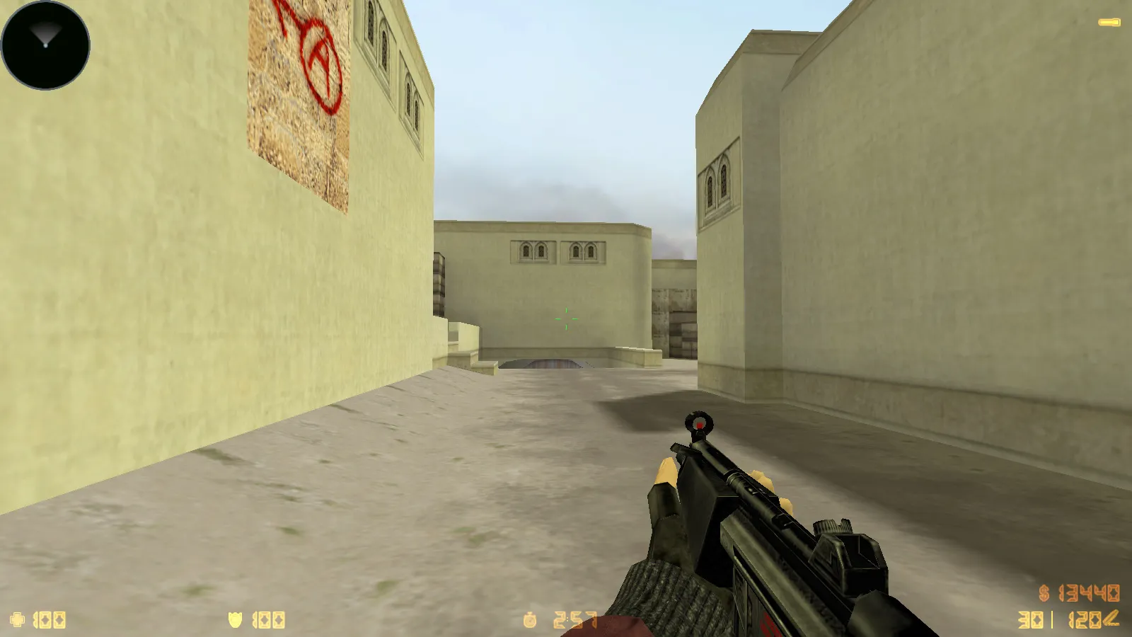 Скриншот  CS 1.6 Rezan — сборка с 10 аддонами: HD оружие, темная тема меню, звуки, музыка, текстуры, небо и оптимизированный config.cfg