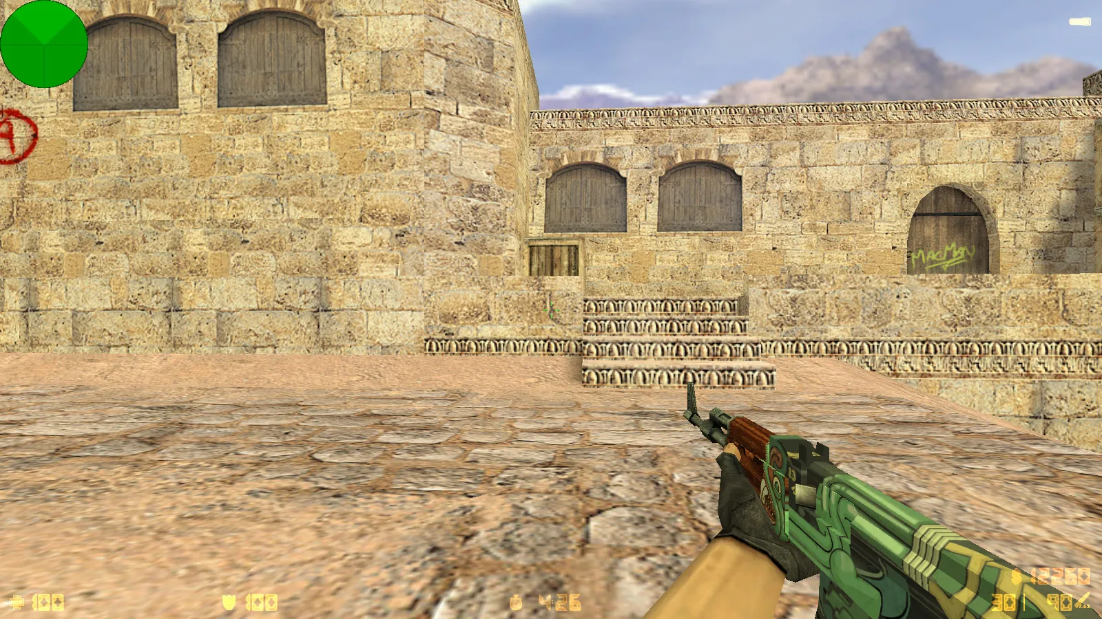 Скриншот CS 1.6 от Sanek: блогерская сборка с 6 модами, скинами оружия, цветными моделями, темным меню и оптимизированным конфигом